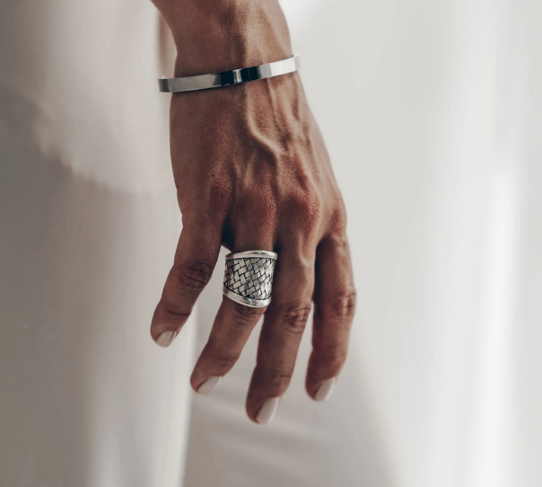 Handmade Woven Signet 925 Sterling Silver Ring (Adjustable Ring Size)