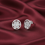 Load image into Gallery viewer, Essential Flower Circle 925 Sterling Silver Stud Earrings
