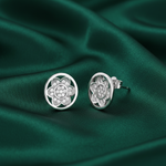 Load image into Gallery viewer, Essential Flower Circle 925 Sterling Silver Stud Earrings