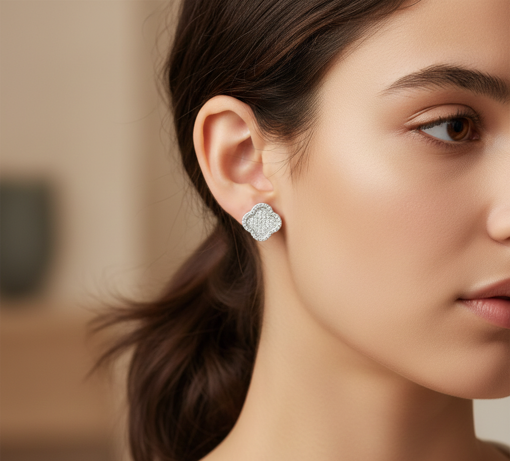 Clover 925 Sterling Silver Stud Earrings