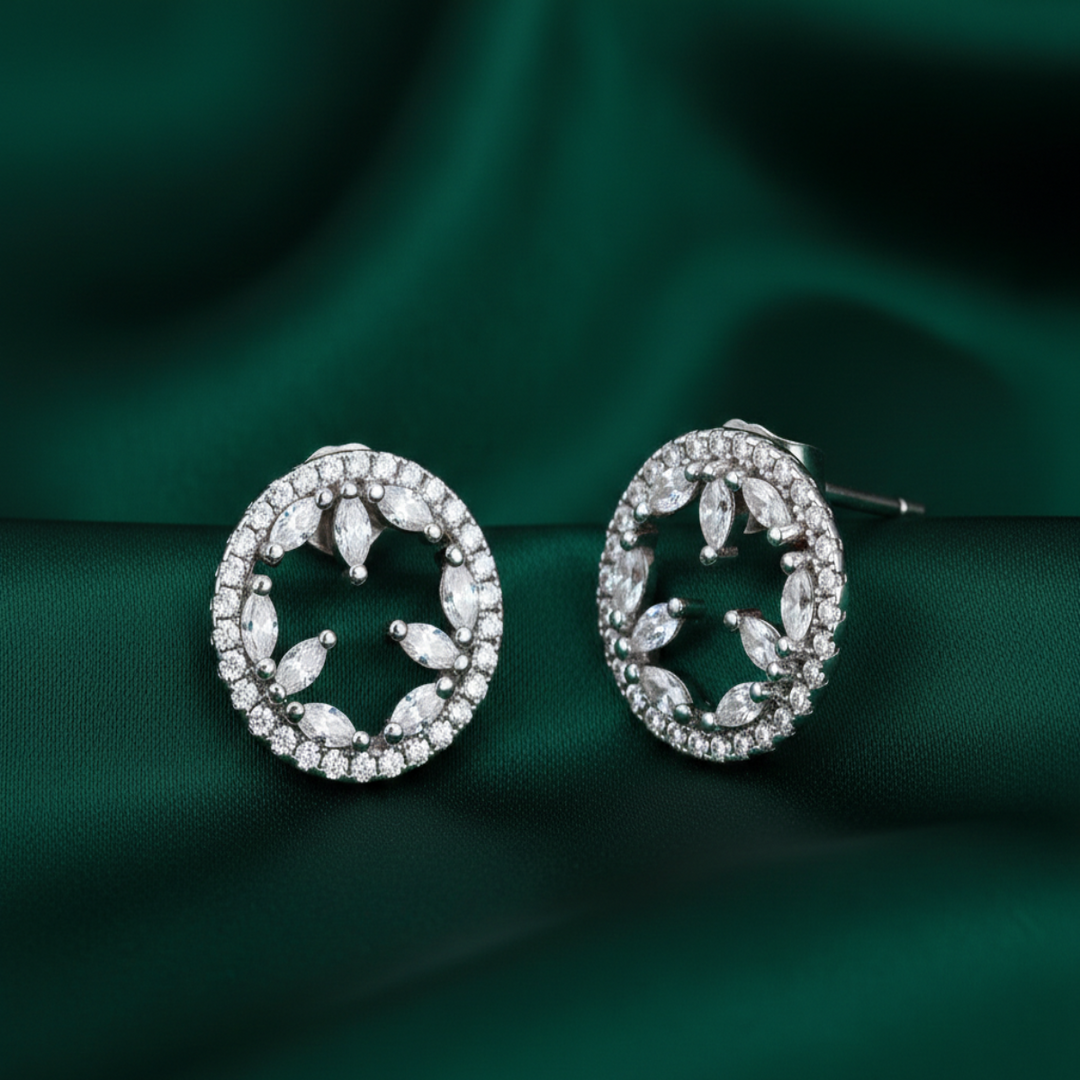 Essential Marquee Circle 925 Sterling Silver Stud Earrings