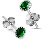 Load image into Gallery viewer, Circular Shaped 925 Sterling Silver Rhodium-Plated Silver Cubic Zirconia Classic Studs Earrings
