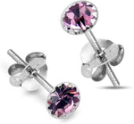 Load image into Gallery viewer, Circular Shaped 925 Sterling Silver Rhodium-Plated Silver Cubic Zirconia Classic Studs Earrings
