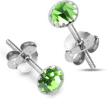 Load image into Gallery viewer, Circular Shaped 925 Sterling Silver Rhodium-Plated Silver Cubic Zirconia Classic Studs Earrings

