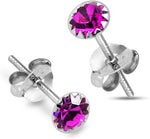 Load image into Gallery viewer, Circular Shaped 925 Sterling Silver Rhodium-Plated Silver Cubic Zirconia Classic Studs Earrings
