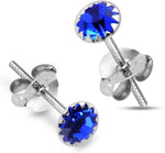 Load image into Gallery viewer, Circular Shaped 925 Sterling Silver Rhodium-Plated Silver Cubic Zirconia Classic Studs Earrings
