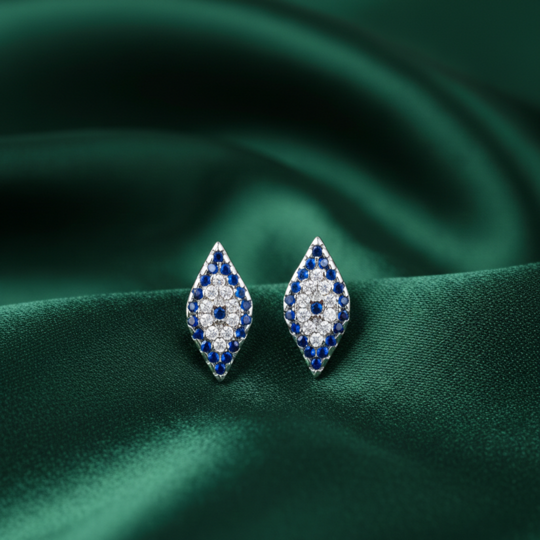 925 Sterling Silver Delicate Evil Eye Earrings