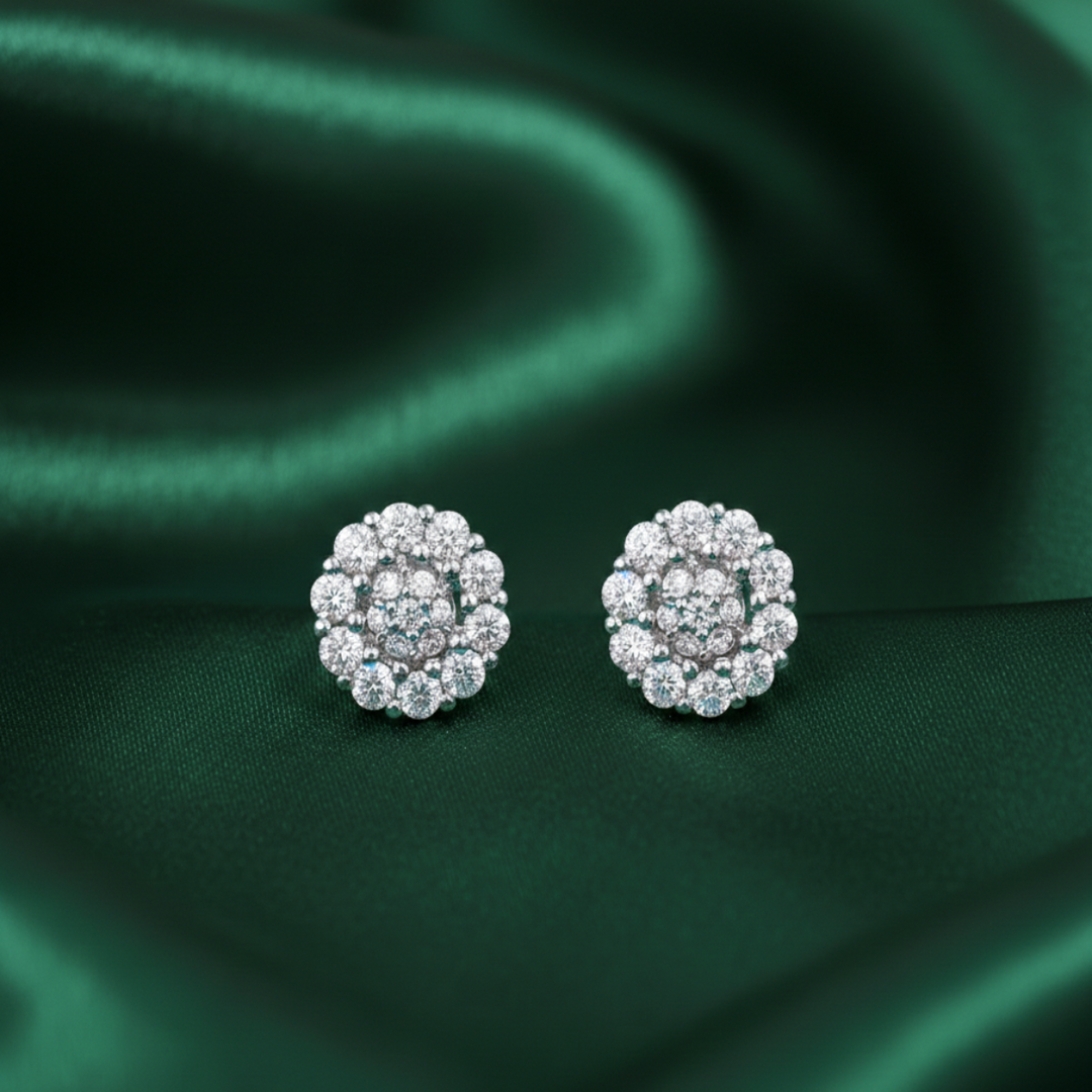 Asha Halo Studs 925 Silver Earrings