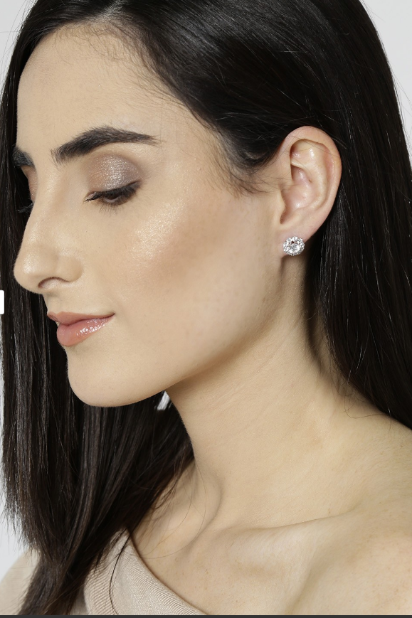 Asha Halo Studs 925 Silver Earrings