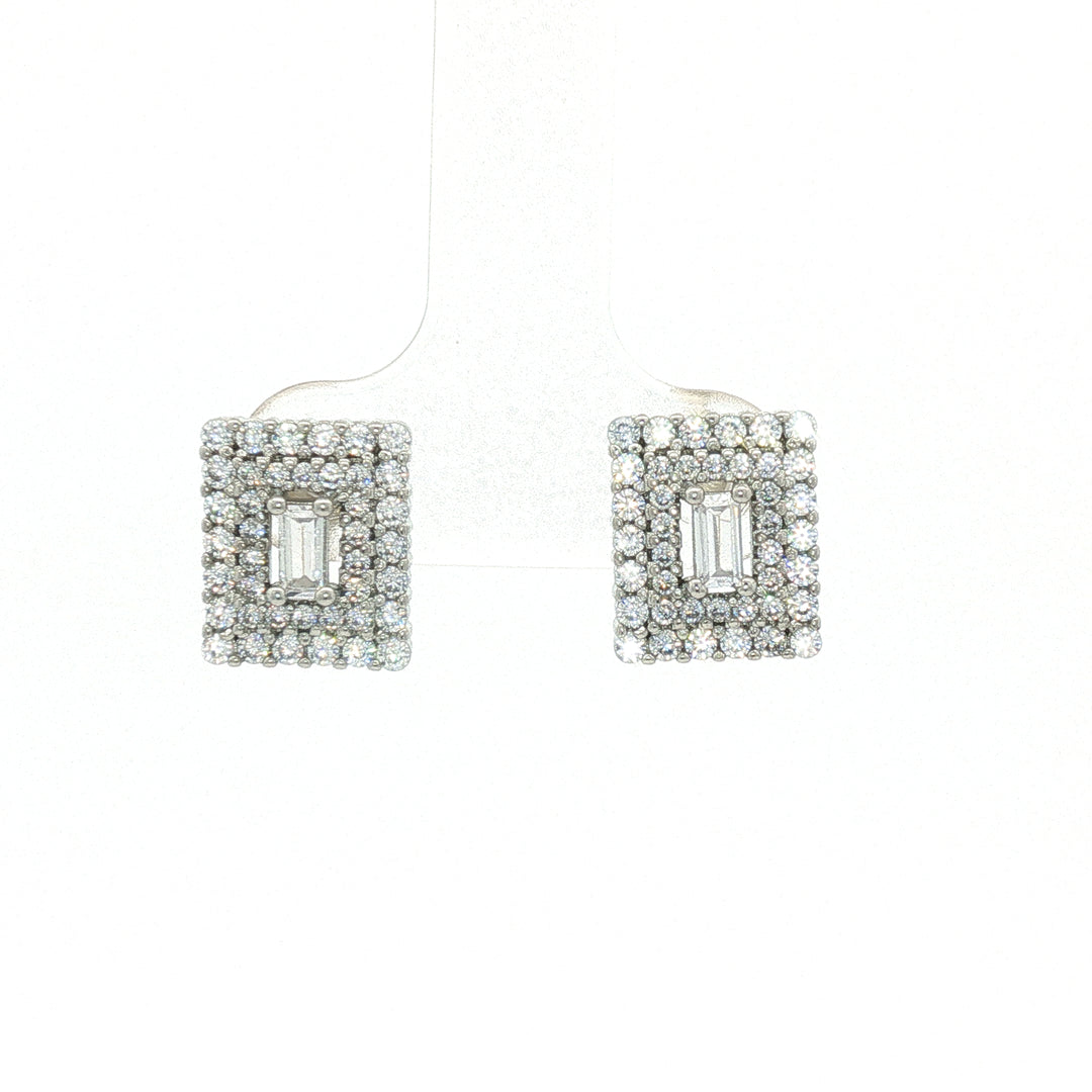 Luxury 925 Sterling Silver Sparkling Princess Stud Earrings