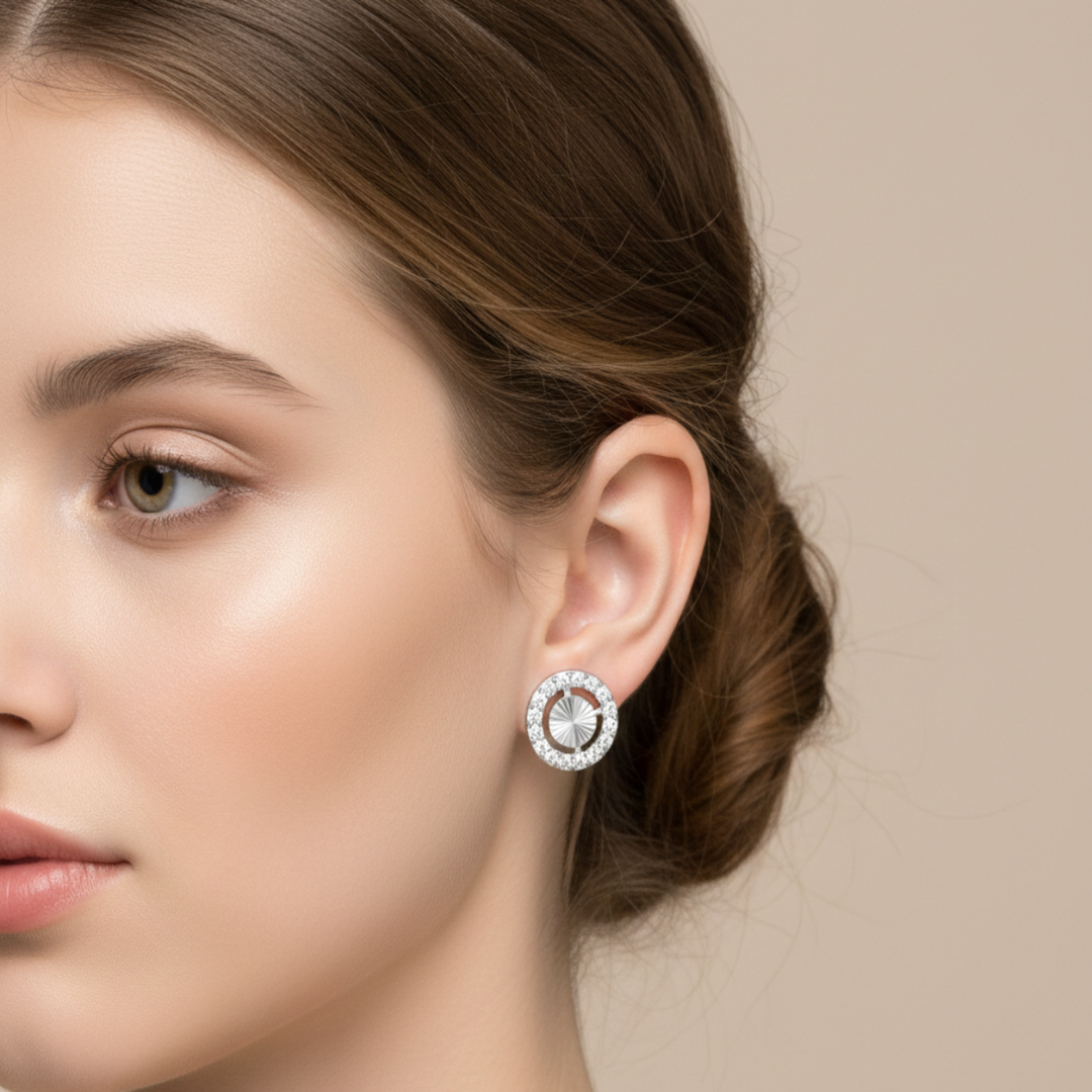 Mirage circle 925 Sterling Silver Stud Earrings