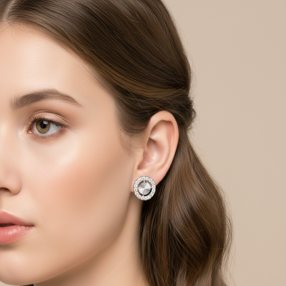 Mirage circle 925 Sterling Silver Stud Earrings