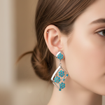 Load image into Gallery viewer, Mogra Firoza Diva 925 Sterling Silver Earrings
