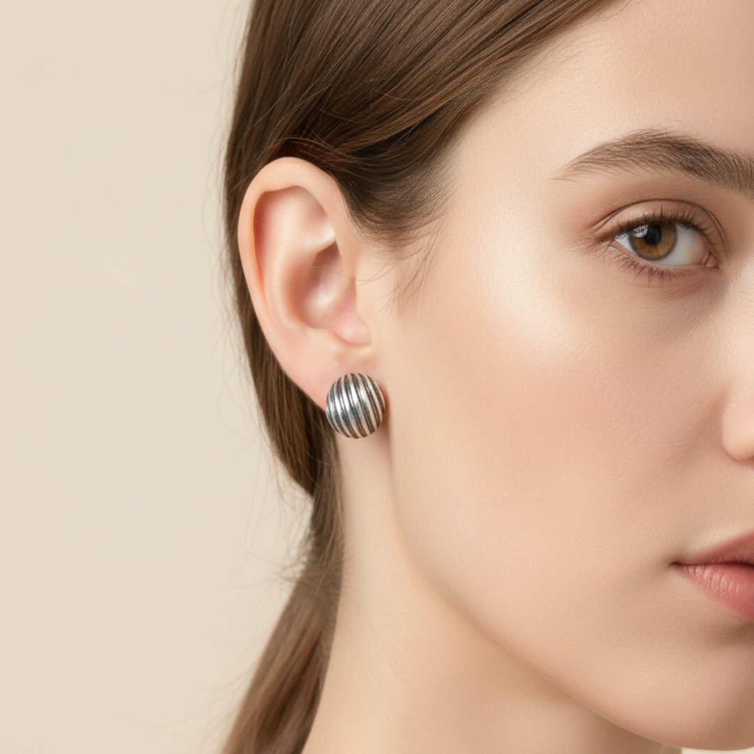 Dazzle 925 Sterling Plain Silver Stud Earrings