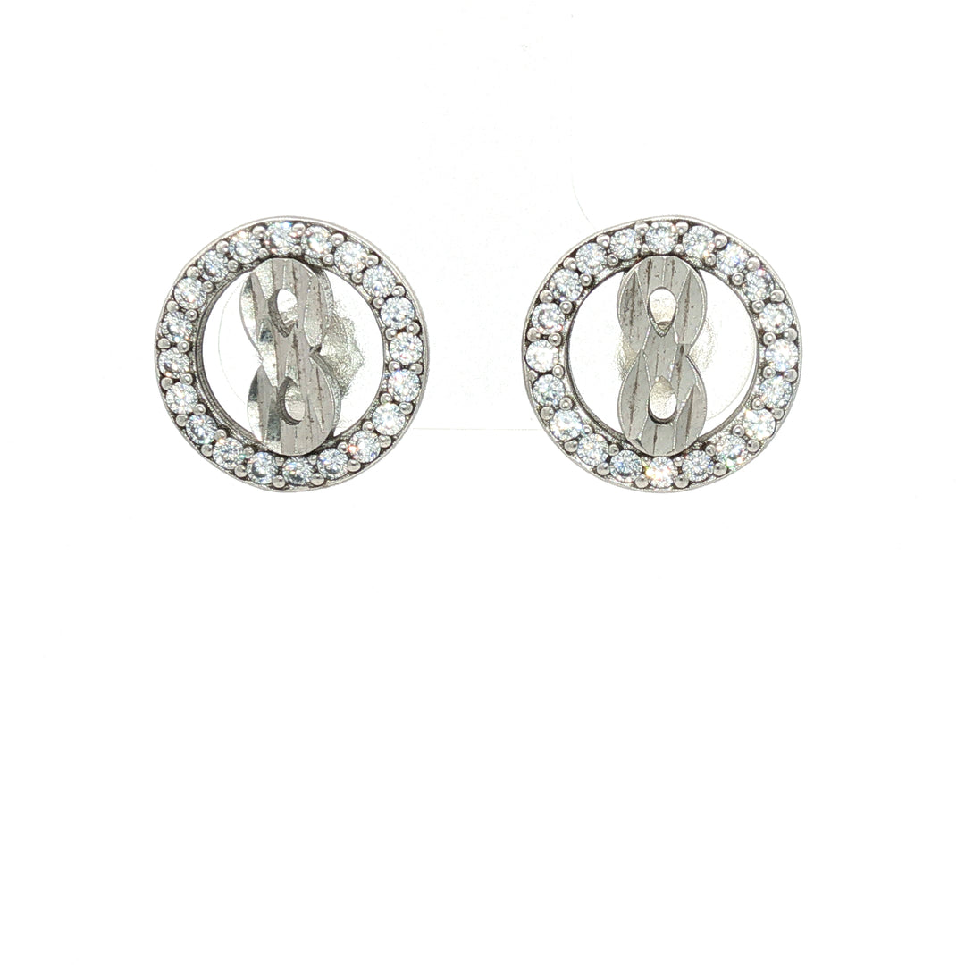 Luxury 925 Sterling Silver Sparkling Round Shape Stud Earrings