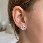 Luxury 925 Sterling Silver Sparkling Round Shape Stud Earrings
