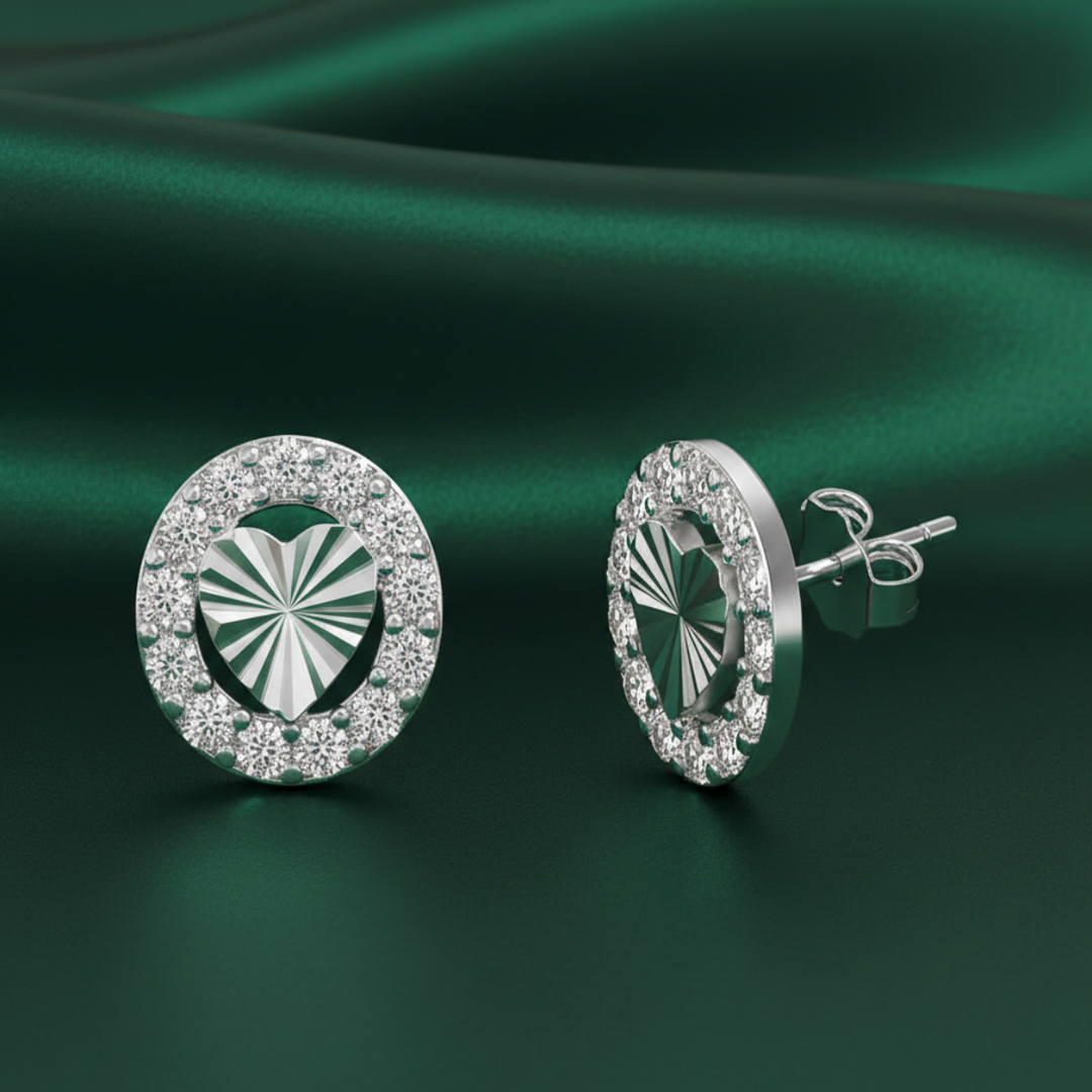Twinkle Heart 925 Sterling Silver Stud Earrings