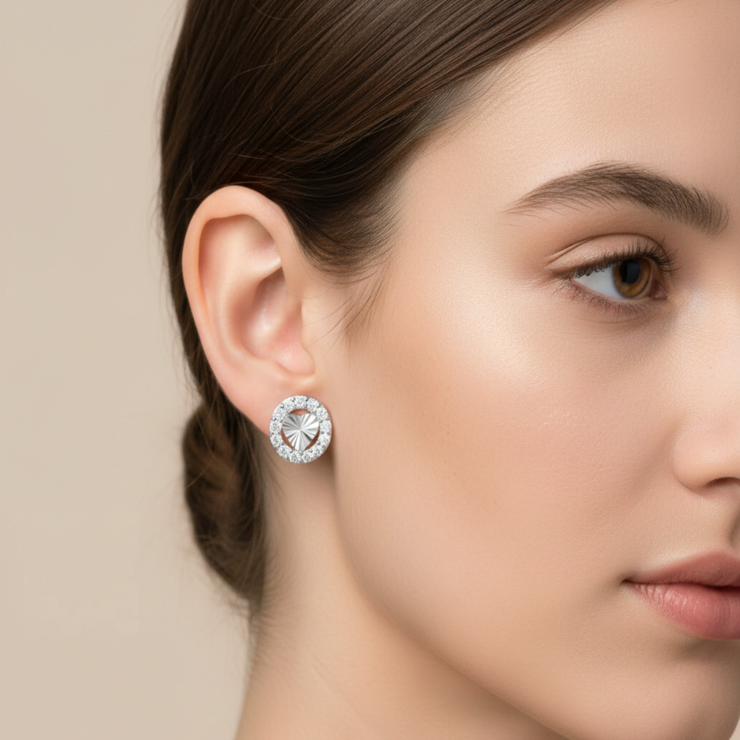 Twinkle Heart 925 Sterling Silver Stud Earrings