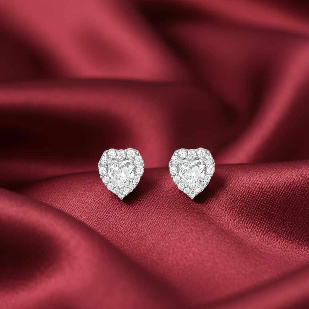 Shubham Solitaire Halo 925 Silver Earrings