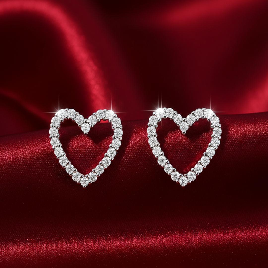 Heart Studs 925 Silver Earrings