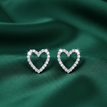 Load image into Gallery viewer, Heart Studs 925 Silver Earrings