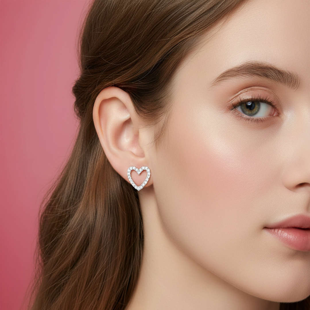 Heart Studs 925 Silver Earrings