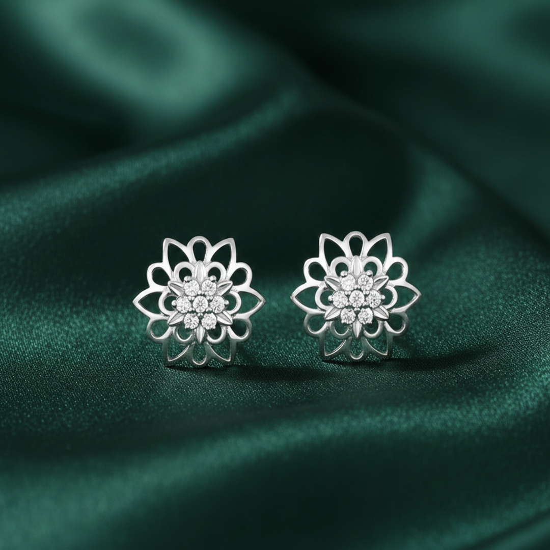 Mandala 925 Silver Earrings