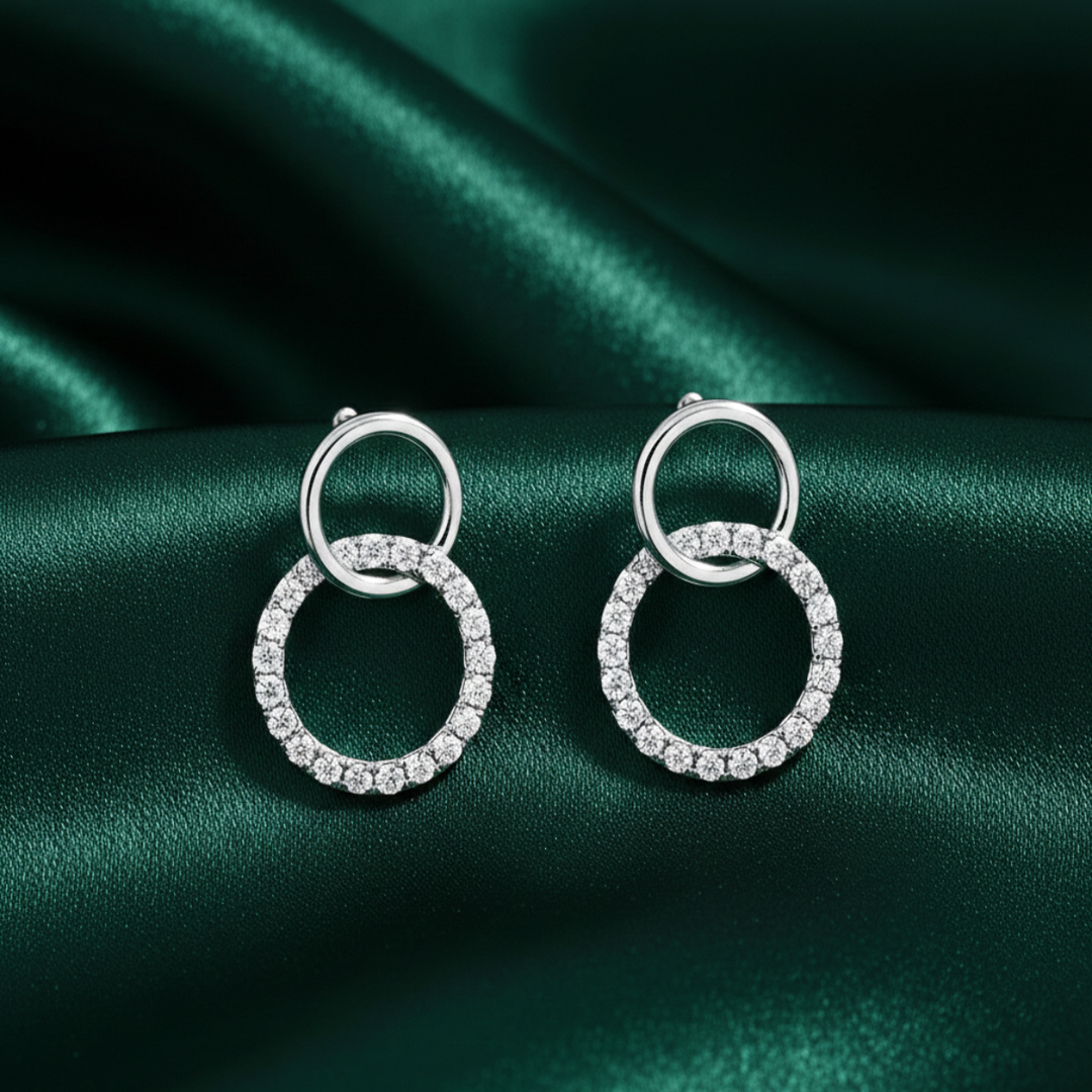 Dual Circle of Life 925 Silver Earrings