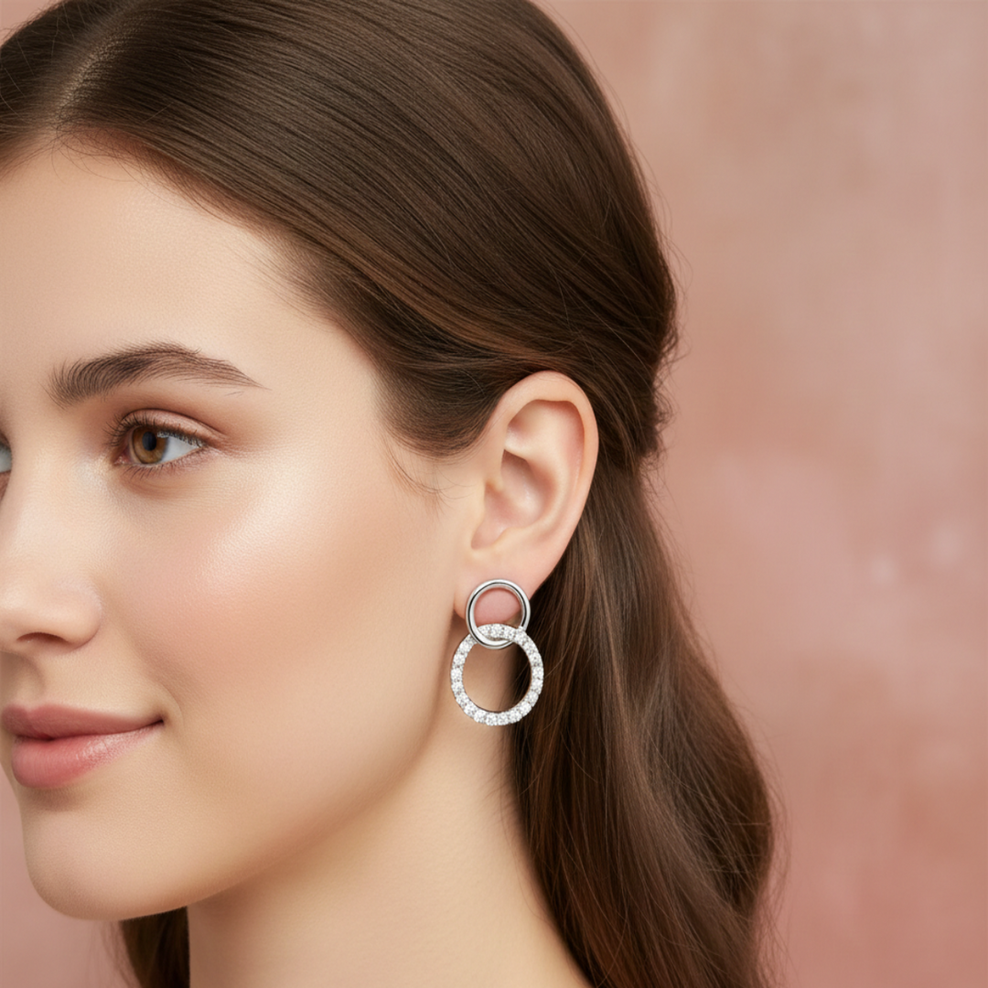 Dual Circle of Life 925 Silver Earrings