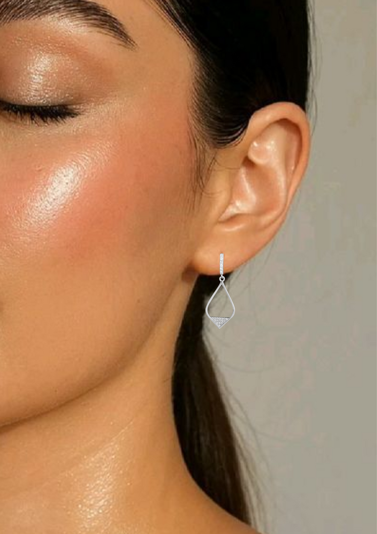 Nalini 925 Pure Sterling Silver Rhodium-Plated Half Hoop Earrings
