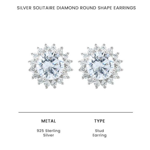 Solitaire Nakshatram  925 Silver Stud Earrings
