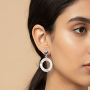 Baguette 925 Sterling Silver Cubic Zirconia Rhodium Plated Dangler Earrings