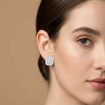 Load image into Gallery viewer, 925 Sterling Silver Rhodium Plated Square Studs Earrings