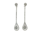 Load image into Gallery viewer, Twin Circle 925 Sterling Silver Cubic Zirconia Rhodium Plated Long Dangler Earrings
