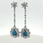 Load image into Gallery viewer, Twin Circle 925 Sterling Silver Cubic Zirconia Rhodium Plated Long Dangler Earrings