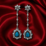 Load image into Gallery viewer, Twin Circle 925 Sterling Silver Cubic Zirconia Rhodium Plated Long Dangler Earrings