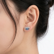 925 Pure Sterling Silver Rhodium-Plated Contemporary Evil Eye Earring