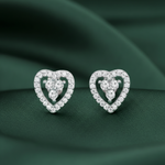 Load image into Gallery viewer, 925 Sterling Silver Rhodium Plated Heart Shaped Studs Earrings