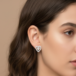 Load image into Gallery viewer, 925 Sterling Silver Rhodium Plated Heart Shaped Studs Earrings