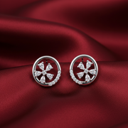 Aviator 925 Sterling Silver Rhodium Plated White Gold Diamond Stud Earrings