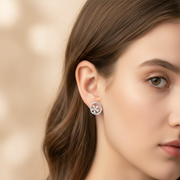 Aviator 925 Sterling Silver Rhodium Plated White Gold Diamond Stud Earrings