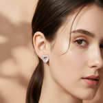 Load image into Gallery viewer, Divine Heart 925 Sterling Silver Rhodium-Plated Silver Cubic Zirconia Classic Studs Earrings