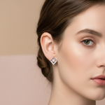 Load image into Gallery viewer, Essence 925 Sterling Silver Rhodium-Plated Silver Cubic Zirconia Classic Studs Earrings
