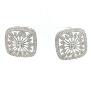 Luxury 925 Sterling Silver Sparkling Squre Shape Earrings