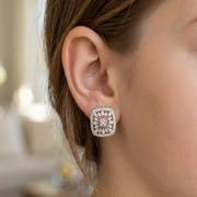 Luxury 925 Sterling Silver Sparkling Squre Shape Earrings