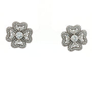 Luxury 925 Sterling Silver Sparkling Flower Shape Earrings