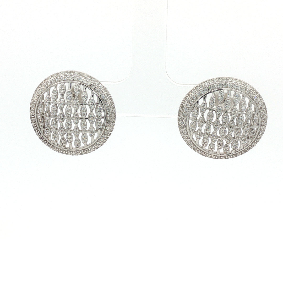 Luxury 925 Sterling Silver Sparkling Round Shape Earrings