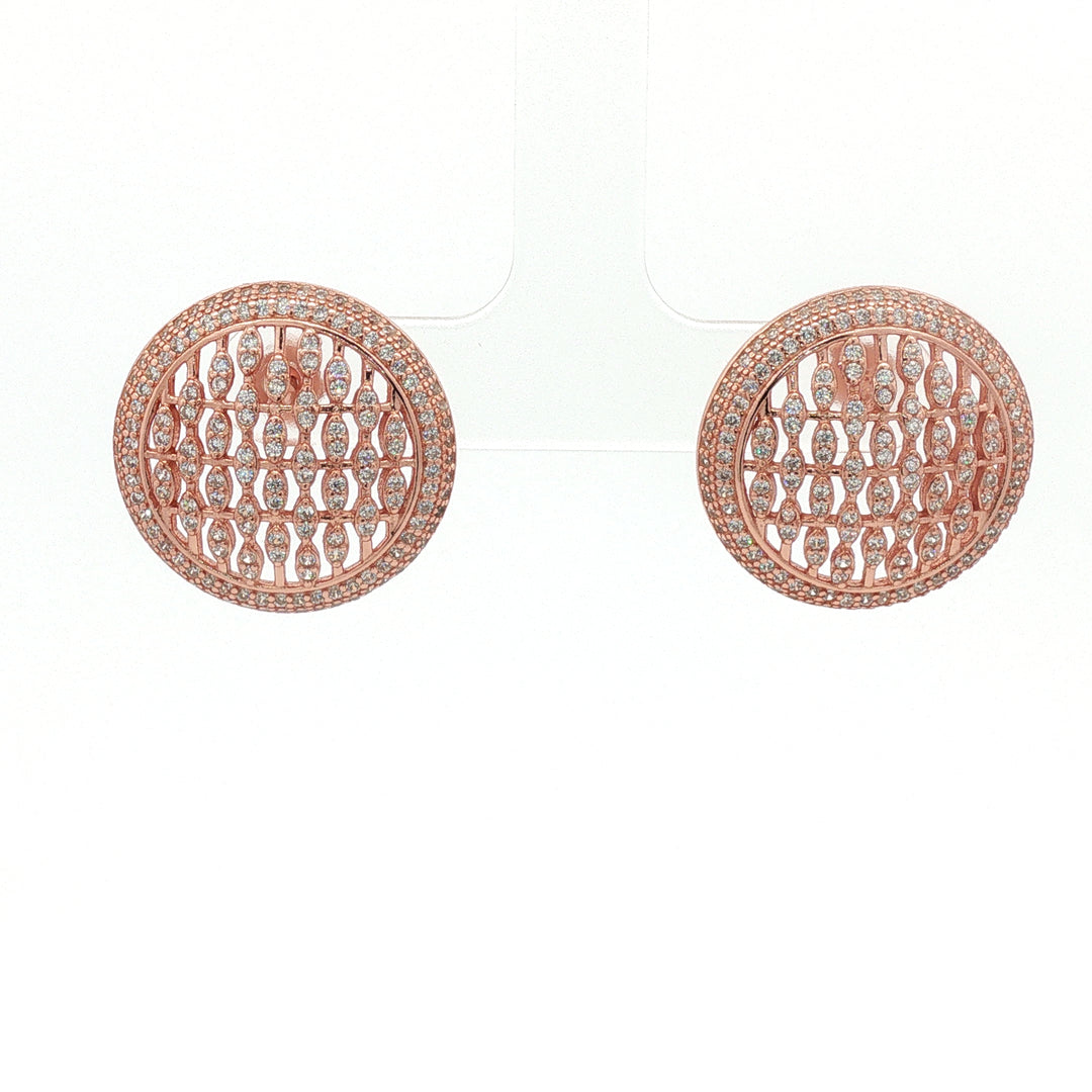 Luxury 925 Sterling Silver Sparkling Round Shape Earrings