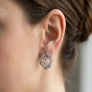 Luxury 925 Sterling Silver Sparkling Round Shape Stud Earrings