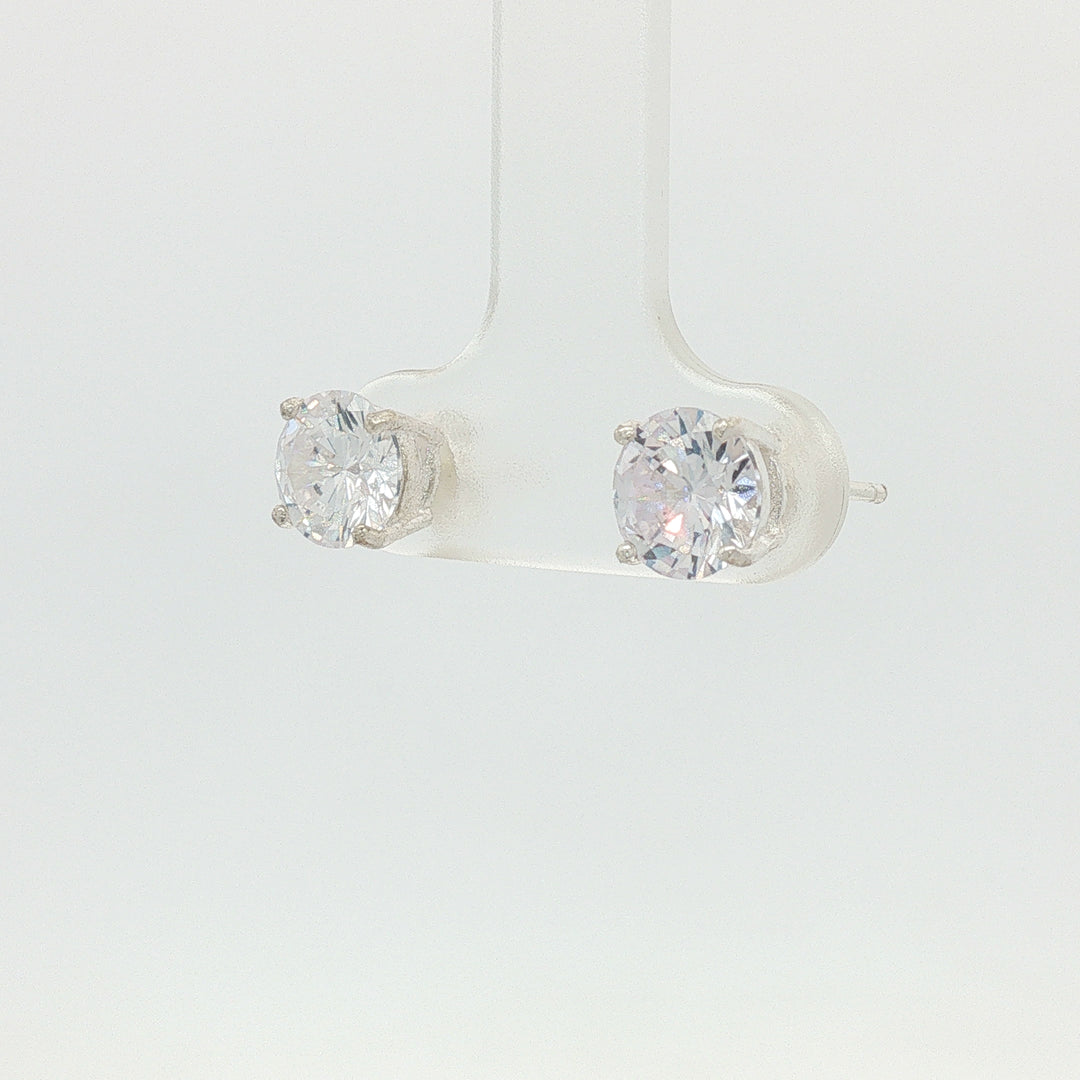 Luxury 925 Sterling Silver Sparkling Round Shape Stud Earrings